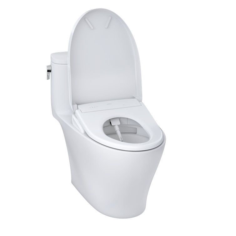 Nexus White Elongated One-Piece High Efficiency Toilet with Bidet Seat