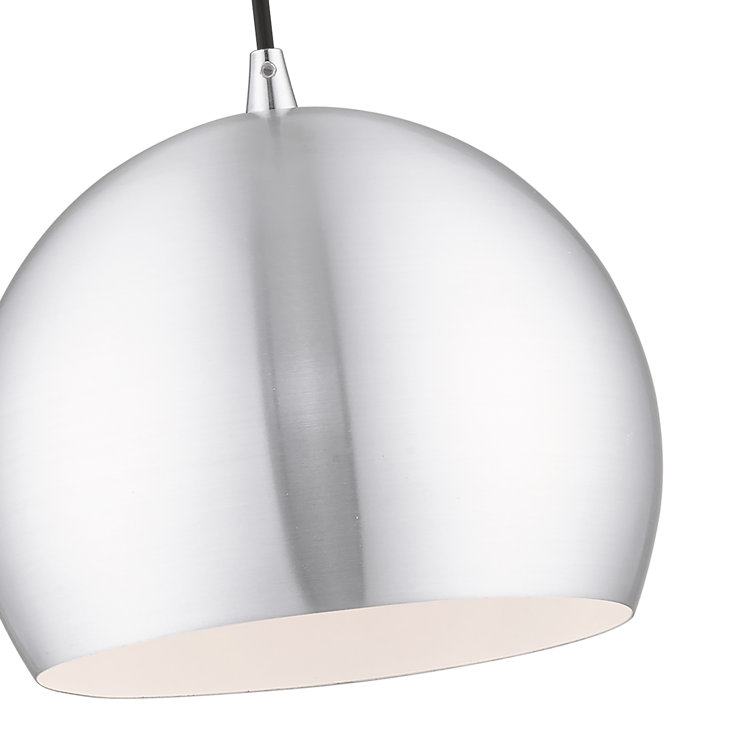 Livex Retro Brushed Aluminum Mini Pendant Light - White Interior