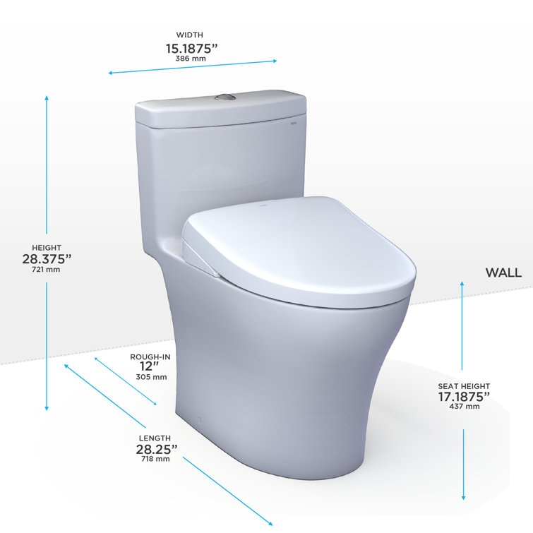 White Elongated Dual Flush High Efficiency One-Piece Toilet