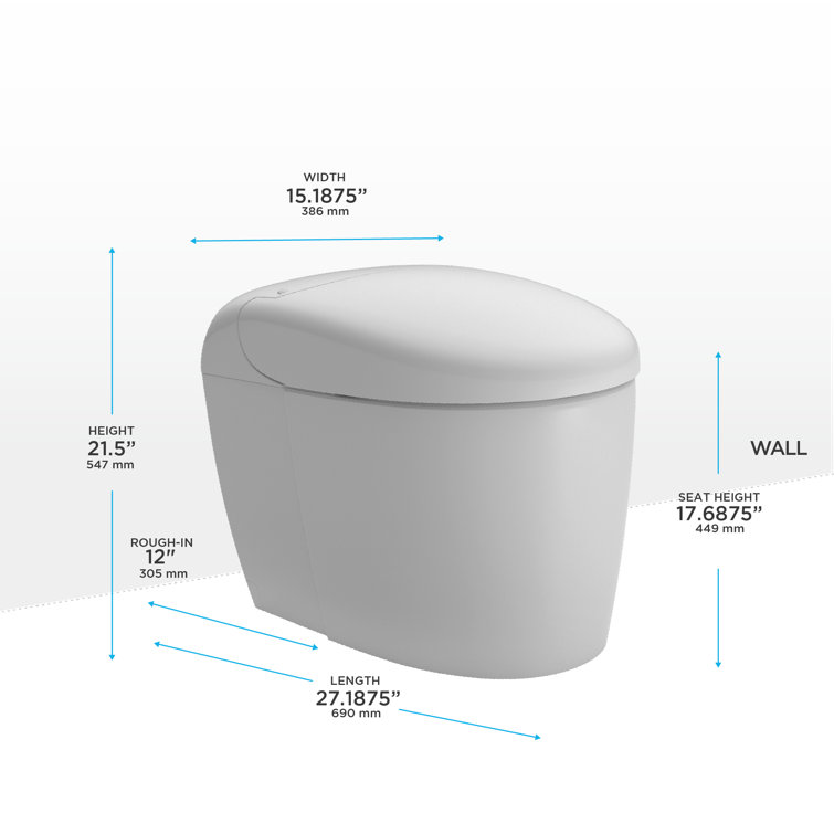 High Efficiency White Ceramic Dual Flush Elongated Toilet with Bidet