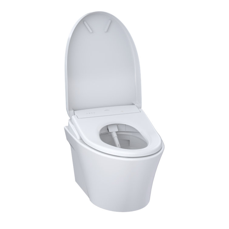 Cotton White Wall-Mounted Elongated Dual Flush Toilet