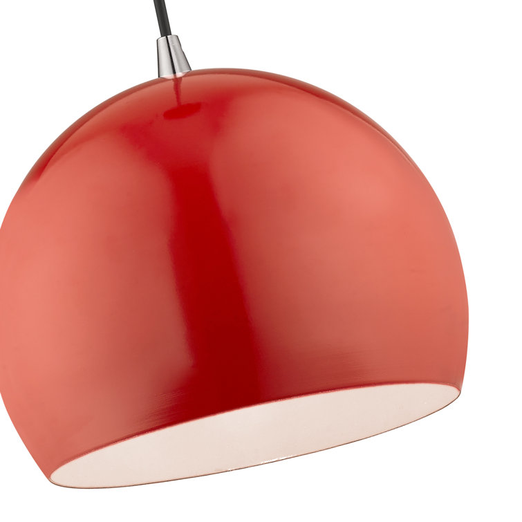 Contemporary Shiny Red Aluminum Mini Pendant with White Interior