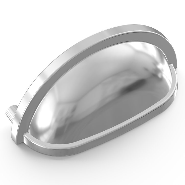 Chrome Round Cup Pulls with Mounting Hardware, 10-Pack