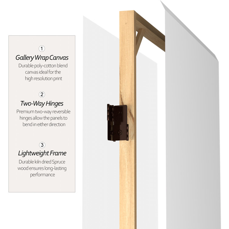White Canvas 6-Panel Folding Room Divider