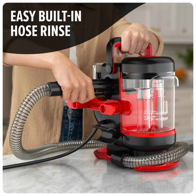 Compact Black and Red Bagless Spot Cleaner for Pets