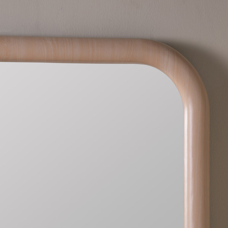 Natural Oak Rounded Rectangular Wall Mirror, 39.5" x 27.75"