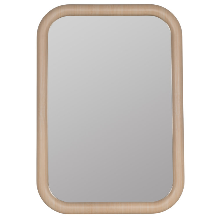Natural Oak Rounded Rectangular Wall Mirror, 39.5" x 27.75"