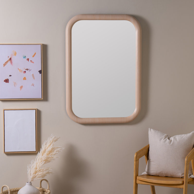 Black Engineered Hardwood and Veneer Wall Mirror, 40" x 28"