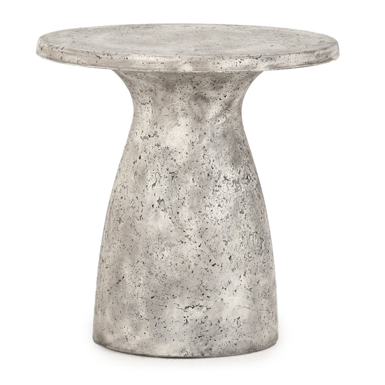 Gray Concrete Round Pedestal Outdoor Side Table