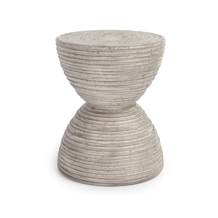 Gray Concrete Hourglass Outdoor Side Table