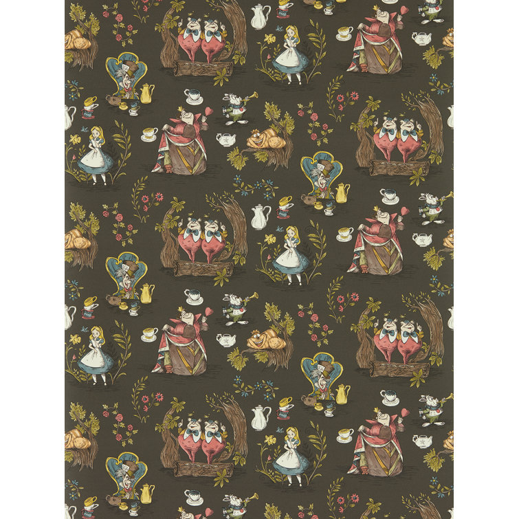 Alice in Wonderland Chocolate Non-Woven Wallpaper