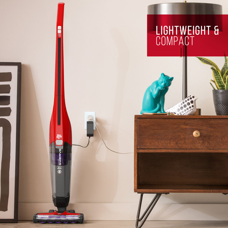 Red Cordless Bagless Stick Vacuum for Pets with Plastic Handle