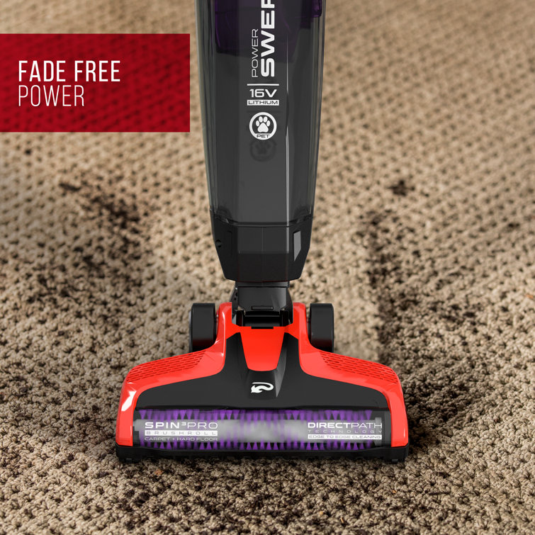 Red Cordless Bagless Stick Vacuum for Pets with Plastic Handle