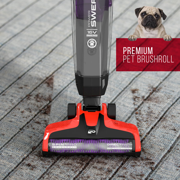 Red Cordless Bagless Stick Vacuum for Pets with Plastic Handle