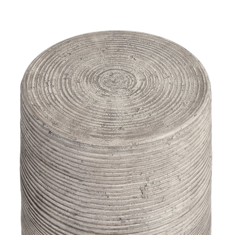 Gray Textured Concrete Round Outdoor Side Table