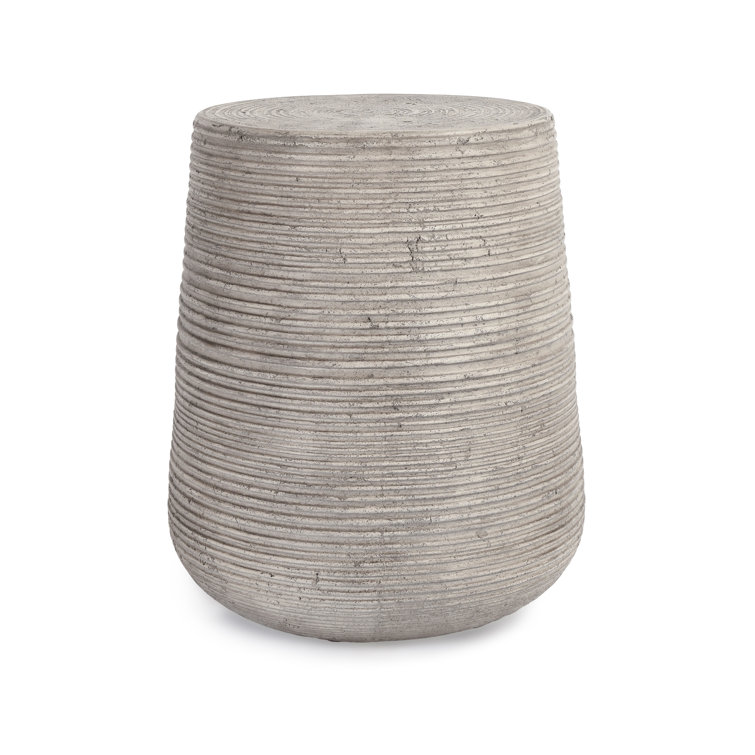Gray Textured Concrete Round Outdoor Side Table