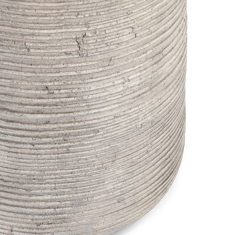 Gray Textured Concrete Round Outdoor Side Table