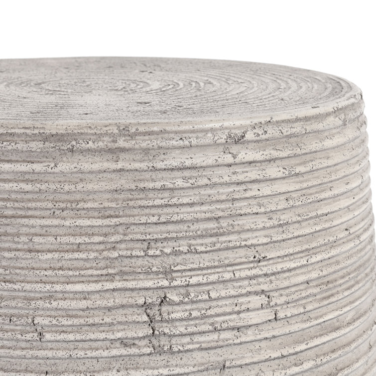 Gray Textured Concrete Round Outdoor Side Table