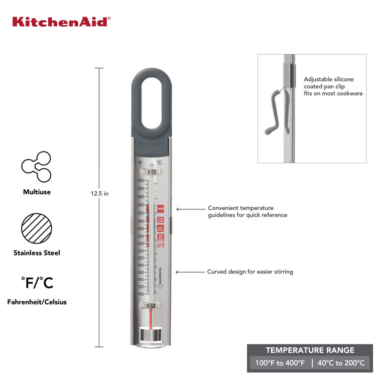 Charcoal Gray Stainless Steel Candy and Deep Fry Thermometer