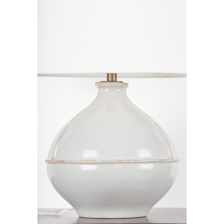 Pale Sage Ceramic Table Lamp with Off-White Linen Shade