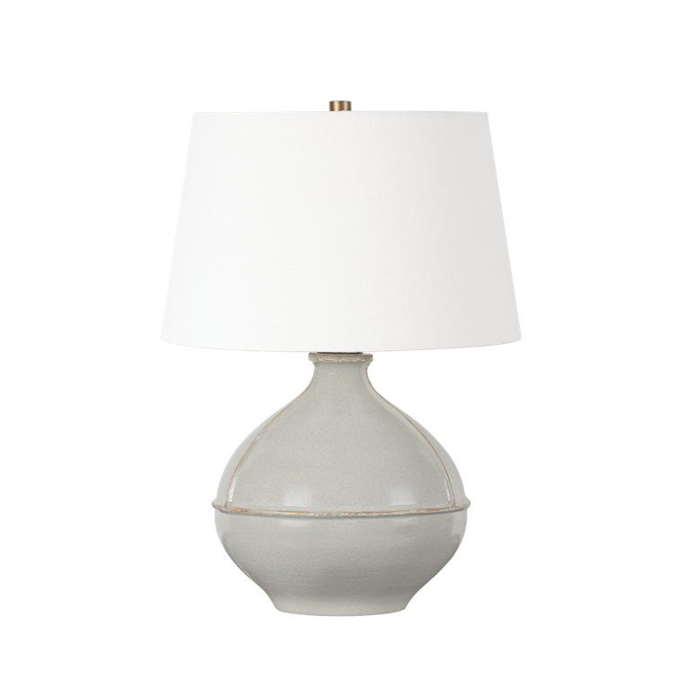Pale Sage Ceramic Table Lamp with Off-White Linen Shade