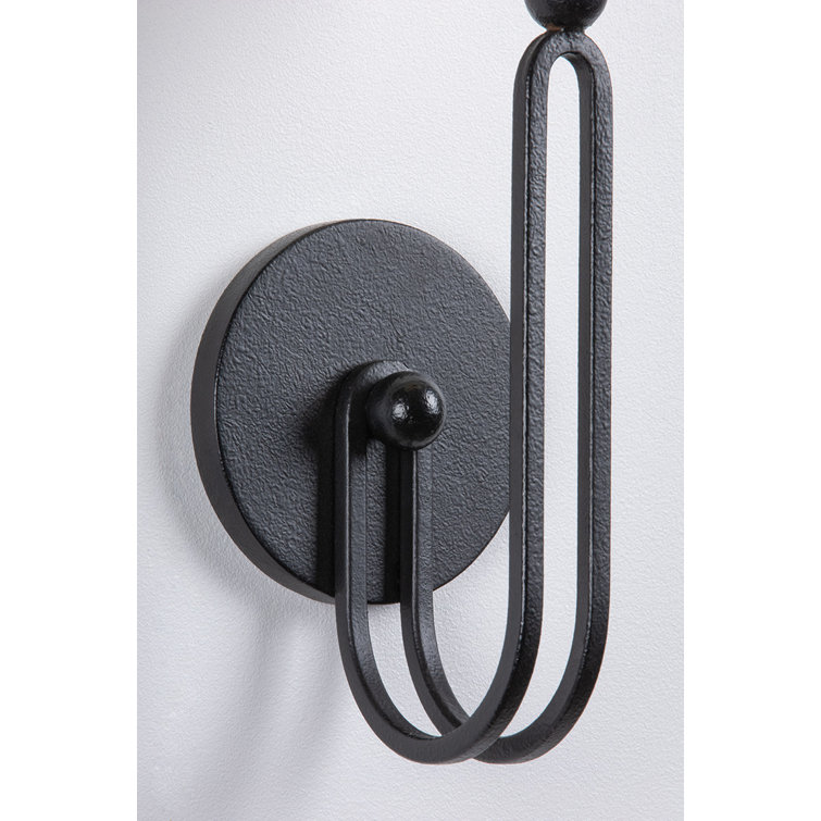 Troy Lighting Black Iron Wall Sconce with Linen Shade