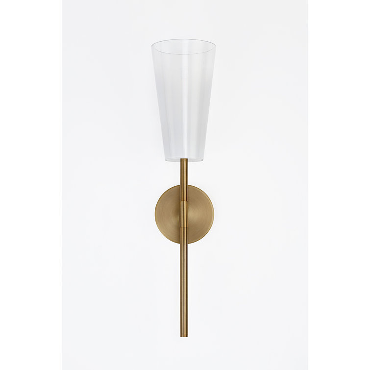 Patina Brass and Glass Dimmable Wall Sconce