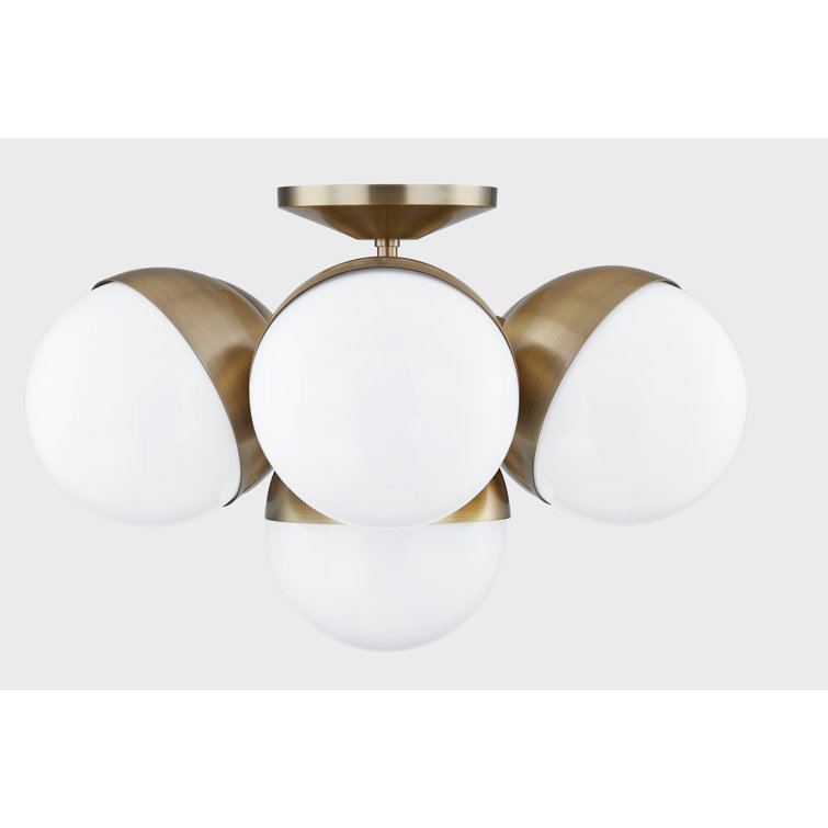 Patina Brass Globe Semi-Flush Mount with Glass Shades