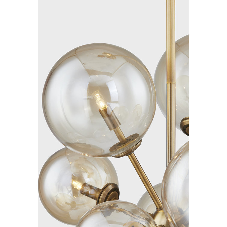 Patina Brass 13-Light Sputnik Chandelier with Champagne Glass Shades
