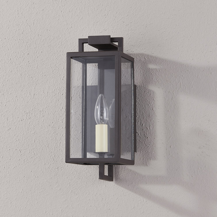 Textured Bronze and Clear Glass Outdoor Wall Sconce