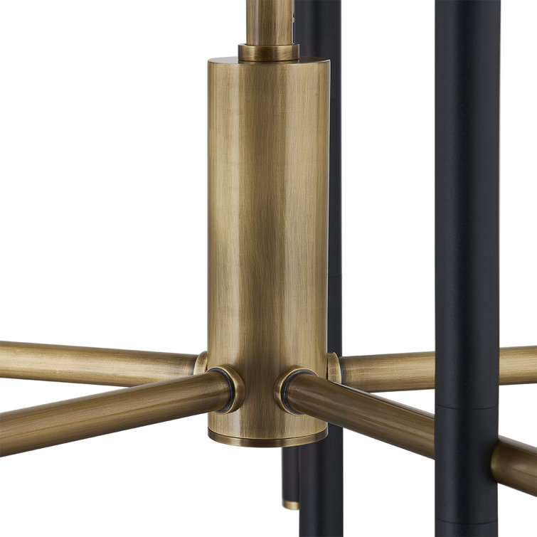 Belvedere Patina Brass 10-Light Chandelier with White Linen Shades