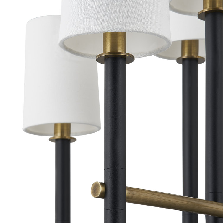 Belvedere Patina Brass 10-Light Chandelier with White Linen Shades