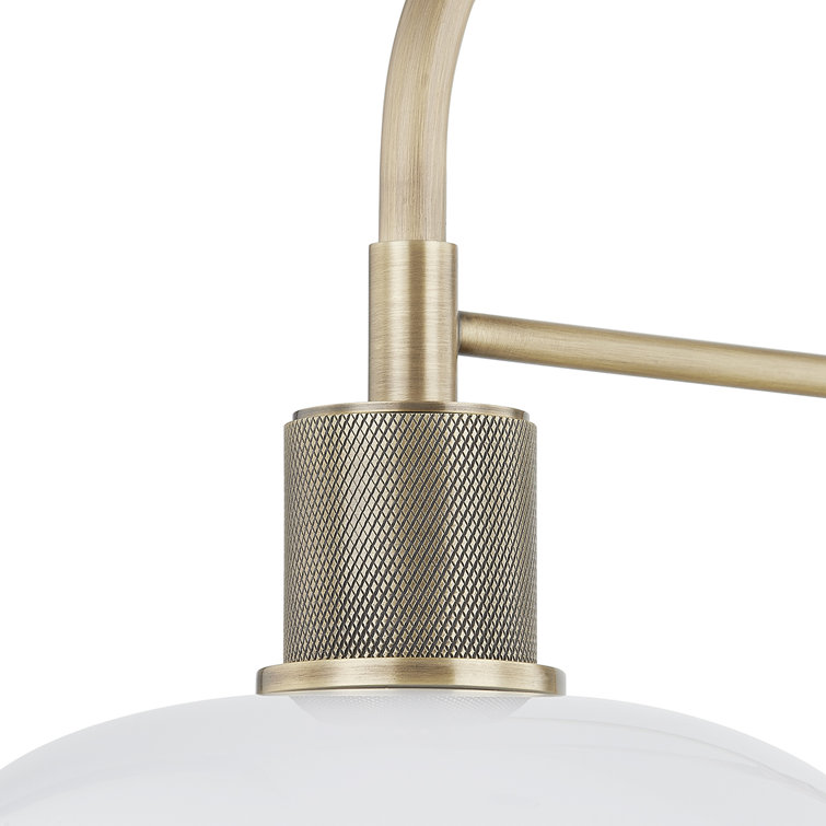 Patina Brass and Opal Glass Dome Wall Sconce