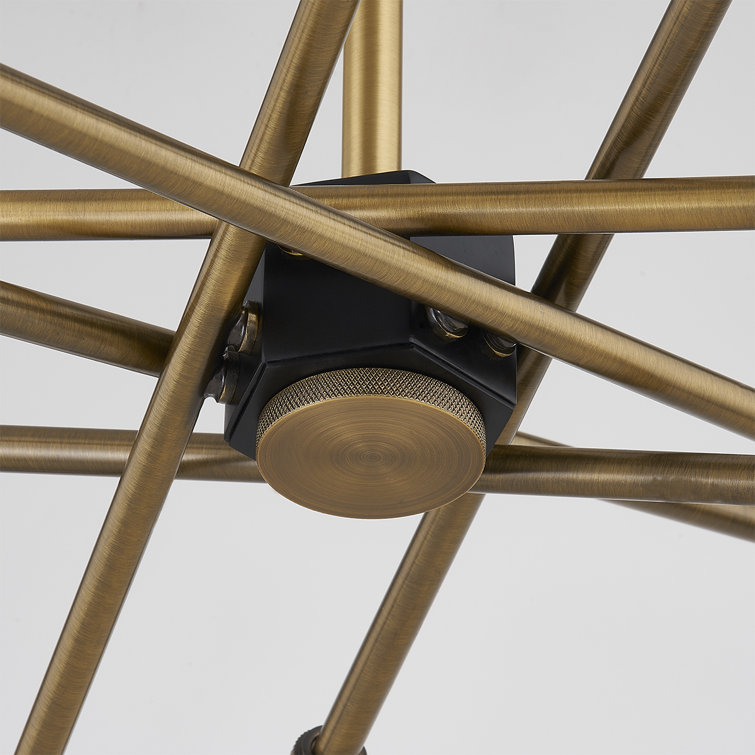Patina Brass 6-Light Sputnik Chandelier with Steel Arms