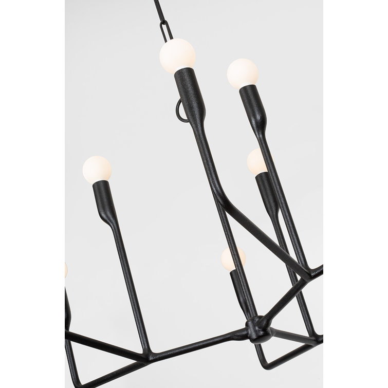 Norman 9-Light Forged Iron Steel Chandelier