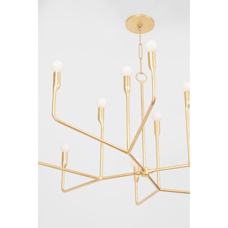 Vintage Gold Leaf 9-Light Steel Candelabra Chandelier