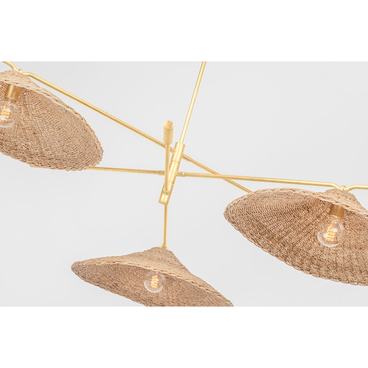 Natural Woven Lampakanay Grass 3-Light Chandelier