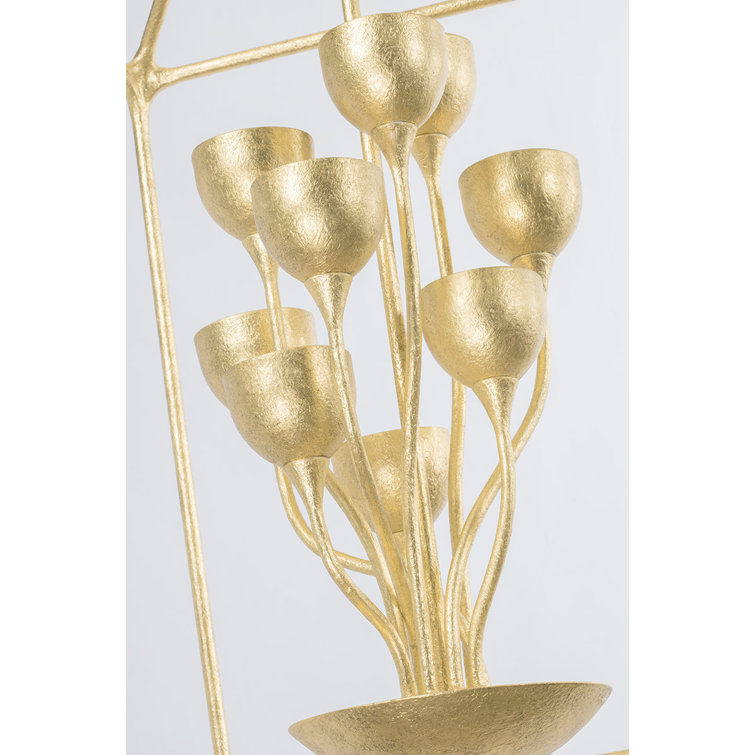 Vintage Gold Leaf 12-Light Indoor/Outdoor Lantern Chandelier