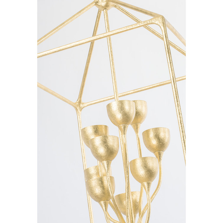 Vintage Gold Leaf 12-Light Indoor/Outdoor Lantern Chandelier