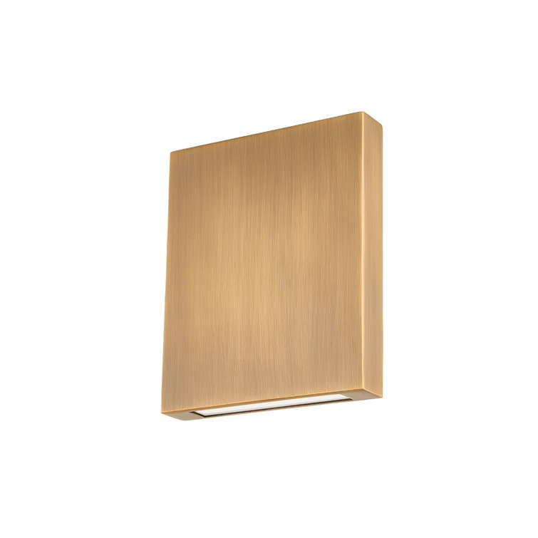 Patina Brass Rectangular LED Wall Sconce with Clear Glass Shade