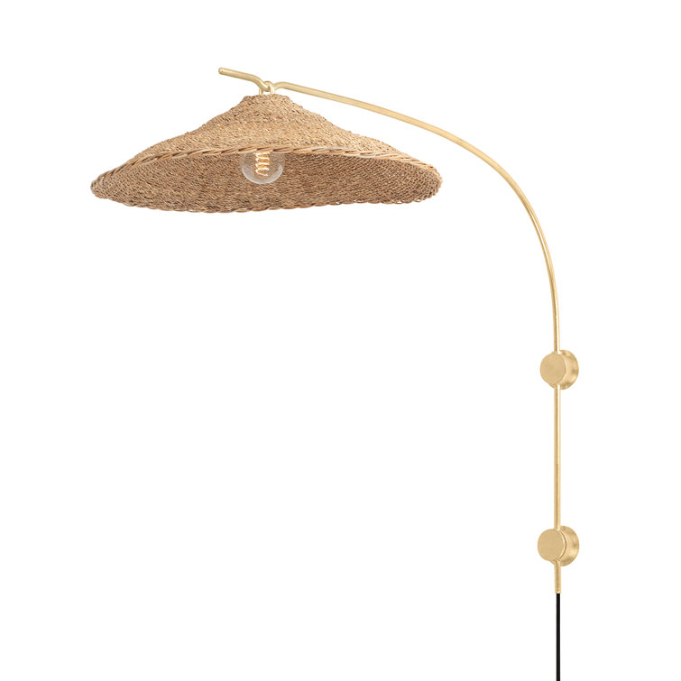 Vintage Gold Leaf Dimmable Plug-In Wall Sconce