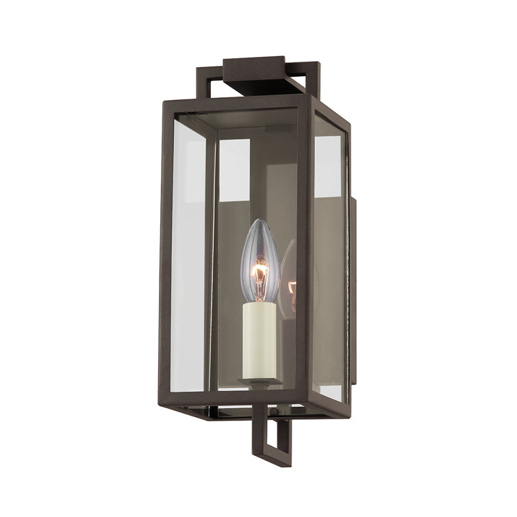 Textured Bronze and Clear Glass Outdoor Wall Sconce