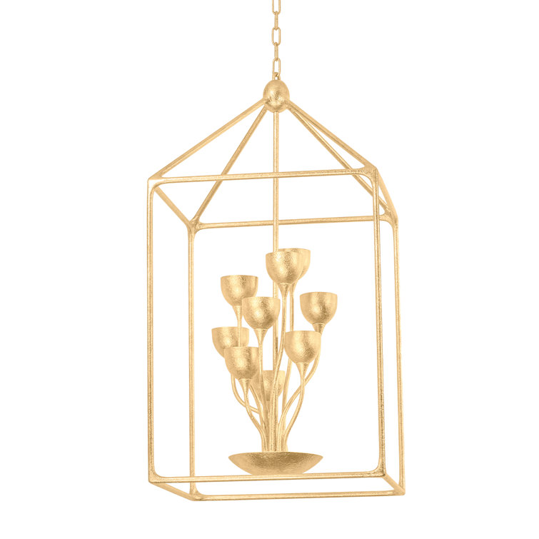 Vintage Gold Leaf 12-Light Indoor/Outdoor Lantern Chandelier