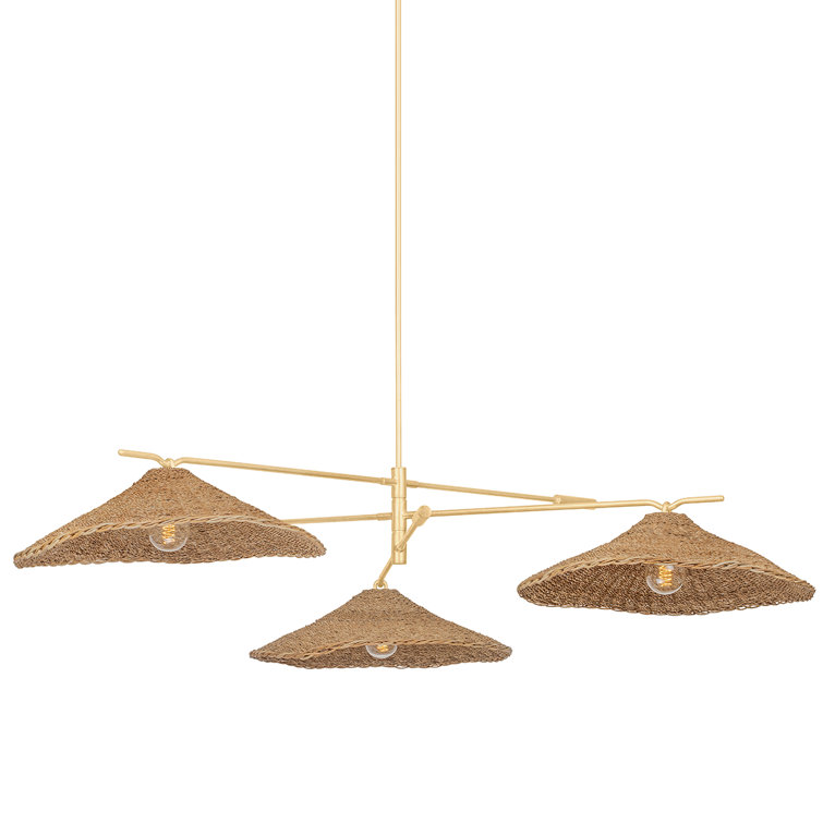 Natural Woven Lampakanay Grass 3-Light Chandelier