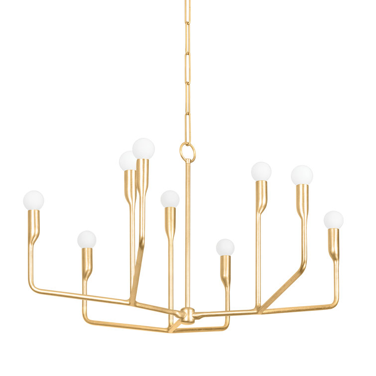 Vintage Gold Leaf 9-Light Steel Candelabra Chandelier