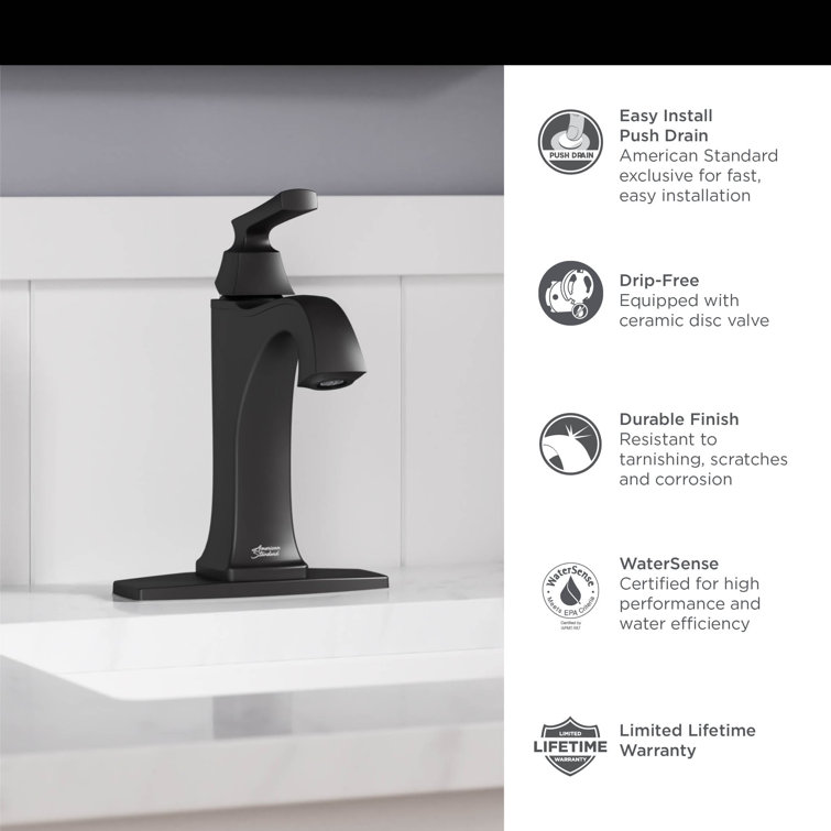 Matte Black Single-Handle Bathroom Faucet with Drain Assembly