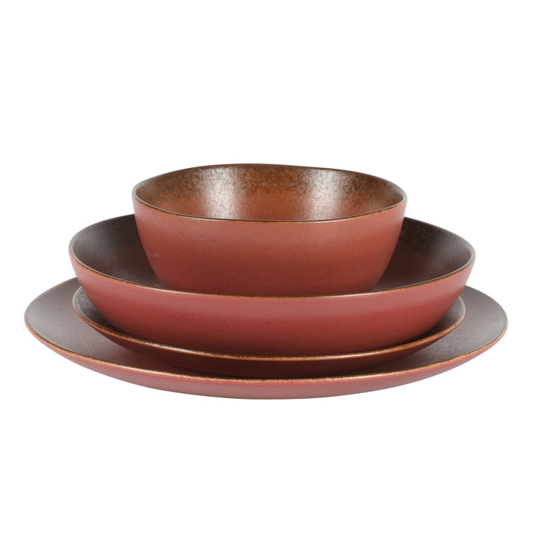 Paprika Red Ceramic Variegated Glaze Bowl Set for 4