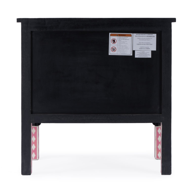 Vivienne Opalescent Bone Inlay 2-Drawer Accent Chest in Soft Pink