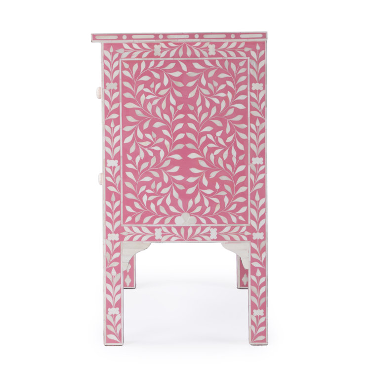 Vivienne Opalescent Bone Inlay 2-Drawer Accent Chest in Soft Pink