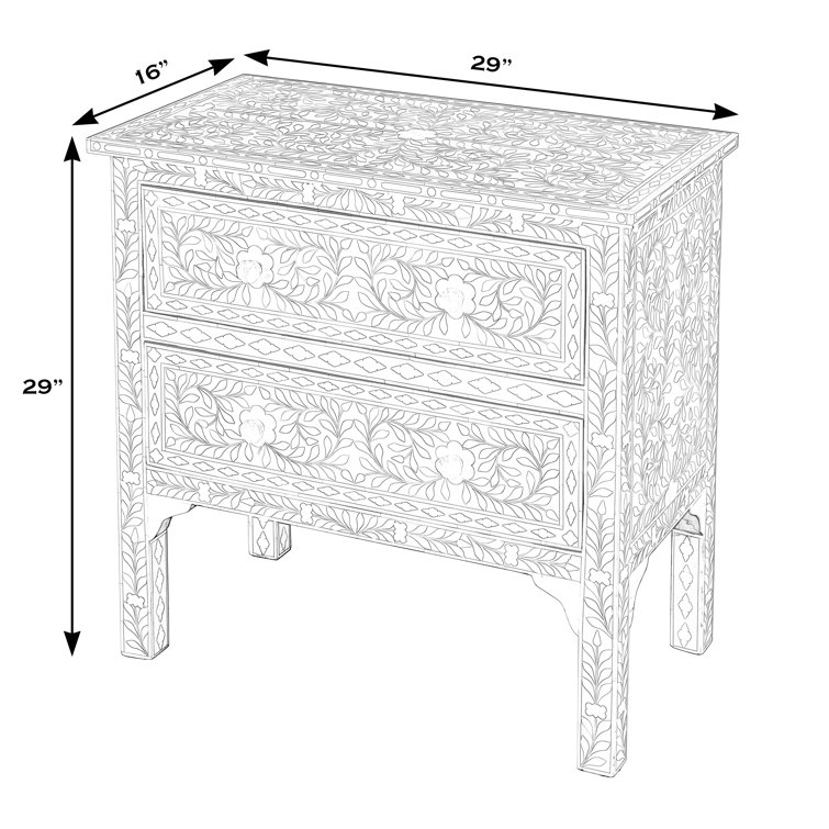 Vivienne Opalescent Bone Inlay 2-Drawer Accent Chest in Soft Pink